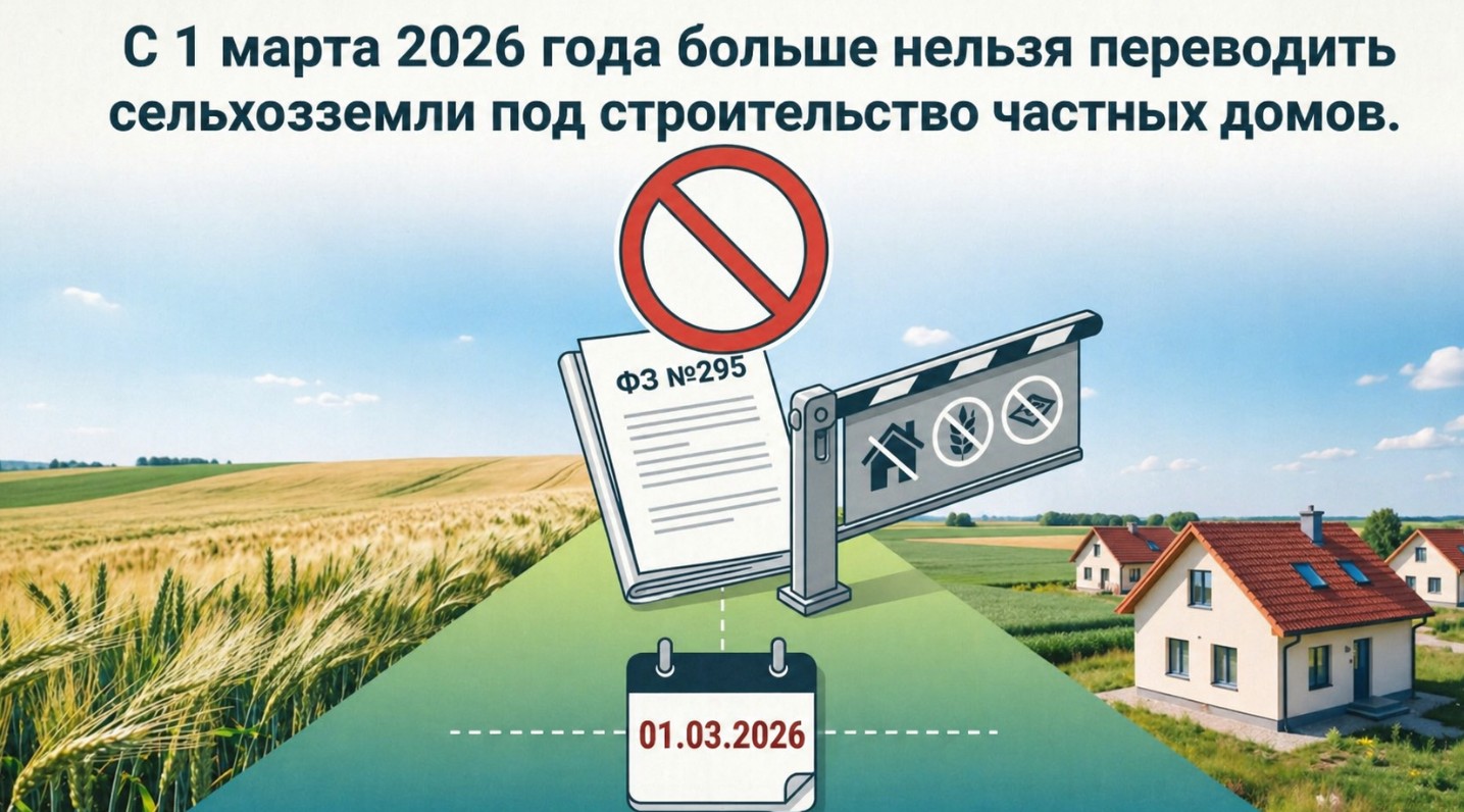 С 1 марта 2026 года больше нельзя переводить сельхозземли под строительство частных домов.