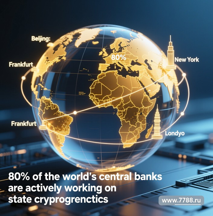 80% опрошенных организаций интенсивно работают над государственными криптовалютами, при этом 40% центральных банков уже проводят эксперименты с цифровыми активами, а 10% разрабатывают пилотные проекты