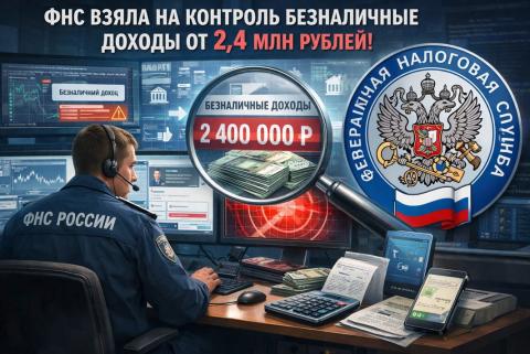 ФНС взяла на контроль ежегодные безналичные доходы от 2,4 млн рублей.